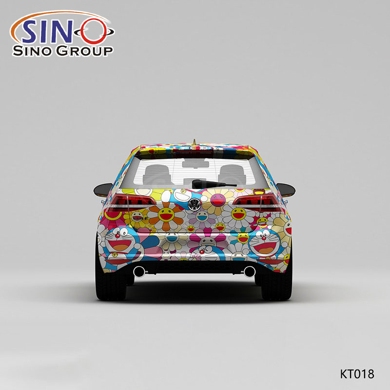 KT018 Padrão Girassol Doraemon Japonês Impressão de alta precisão Customized Car Vinyl Wrap