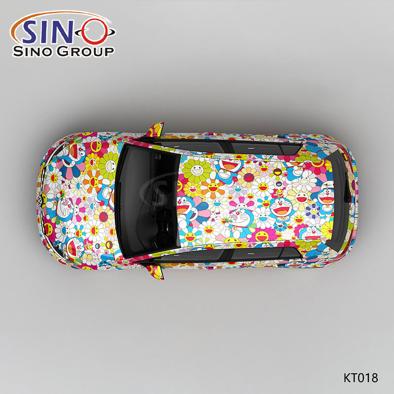 KT018 Padrão Girassol Doraemon Japonês Impressão de alta precisão Customized Car Vinyl Wrap