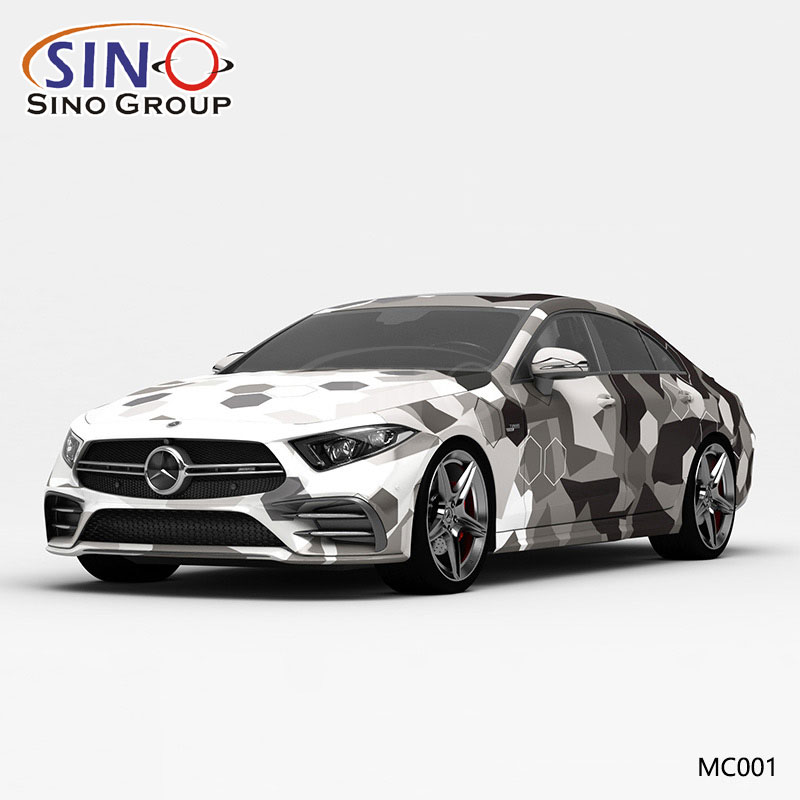 MC001 Modello Bianco Grigio Nero Esagono Stampa ad alta precisione Personalizzato Involucro in vinile per auto