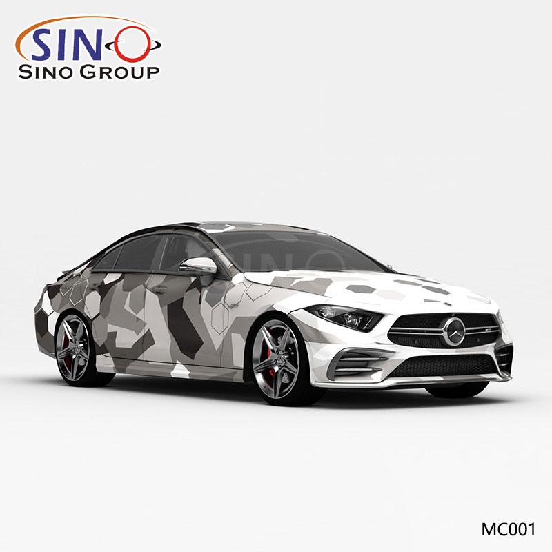 MC001 Modello Bianco Grigio Nero Esagono Stampa ad alta precisione Personalizzato Involucro in vinile per auto