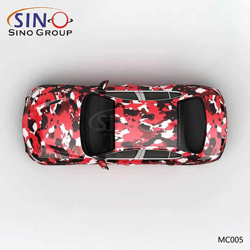 MC005 Pattern Black And White Red Camouflage High-precision Printing Customized Car Vinyl Wrap