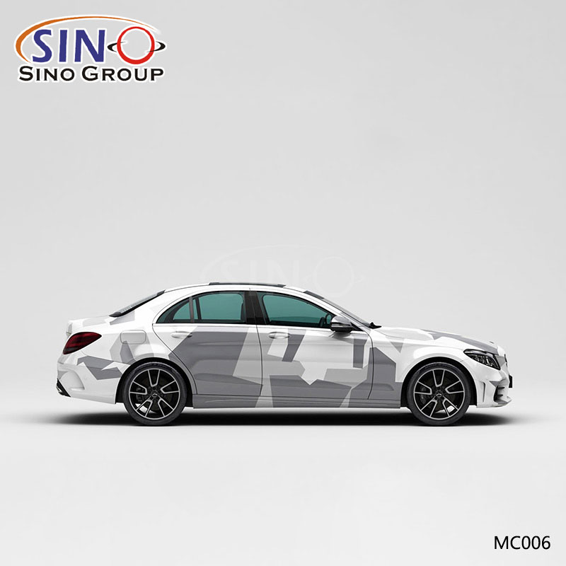 MC006 Desen Siyah Beyaz Çift Kamuflaj Yüksek Hassasiyetli Baskı Özelleştirilmiş Araba Vinil Wrap