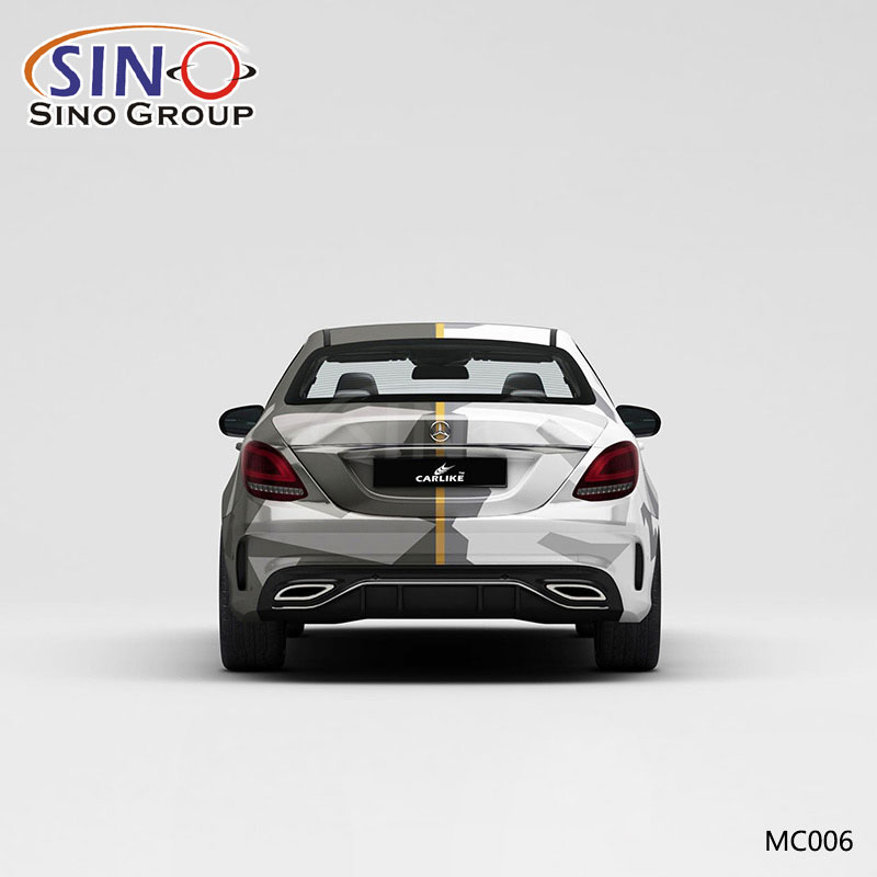 MC006 Desen Siyah Beyaz Çift Kamuflaj Yüksek Hassasiyetli Baskı Özelleştirilmiş Araba Vinil Wrap
