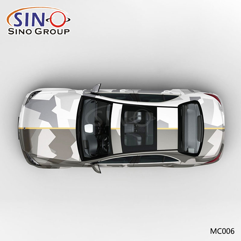 MC006 Desen Siyah Beyaz Çift Kamuflaj Yüksek Hassasiyetli Baskı Özelleştirilmiş Araba Vinil Wrap