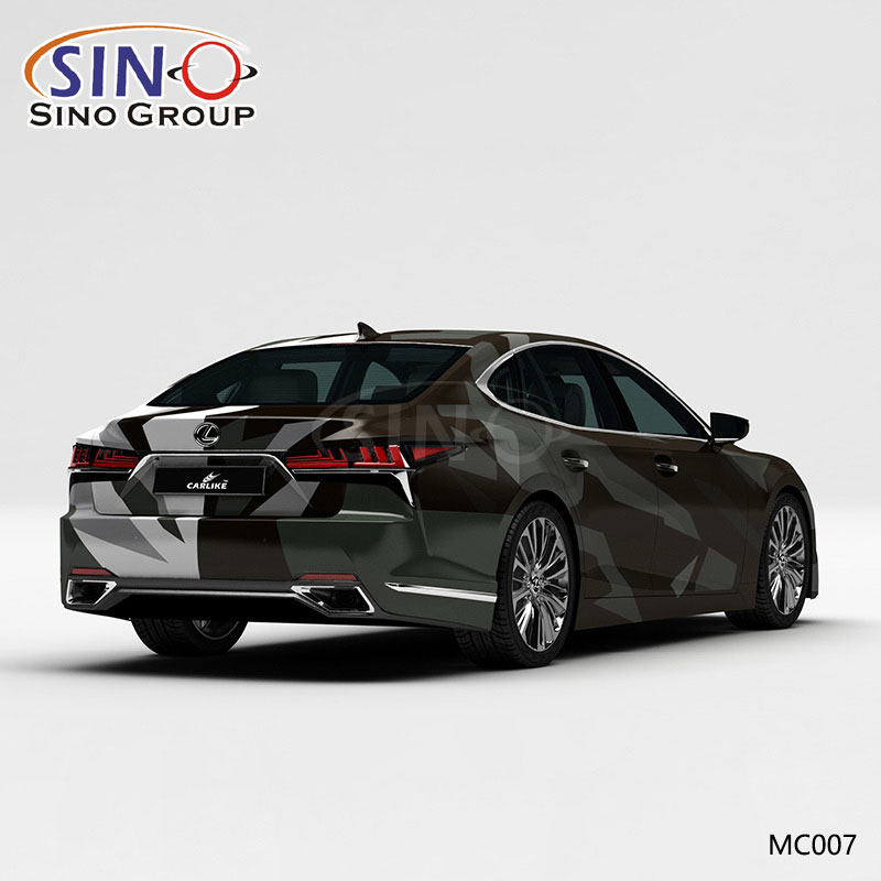 MC007 Desen Siyah Beyaz Çift Kamuflaj Yüksek Hassasiyetli Baskı Özelleştirilmiş Araba Vinil Wrap