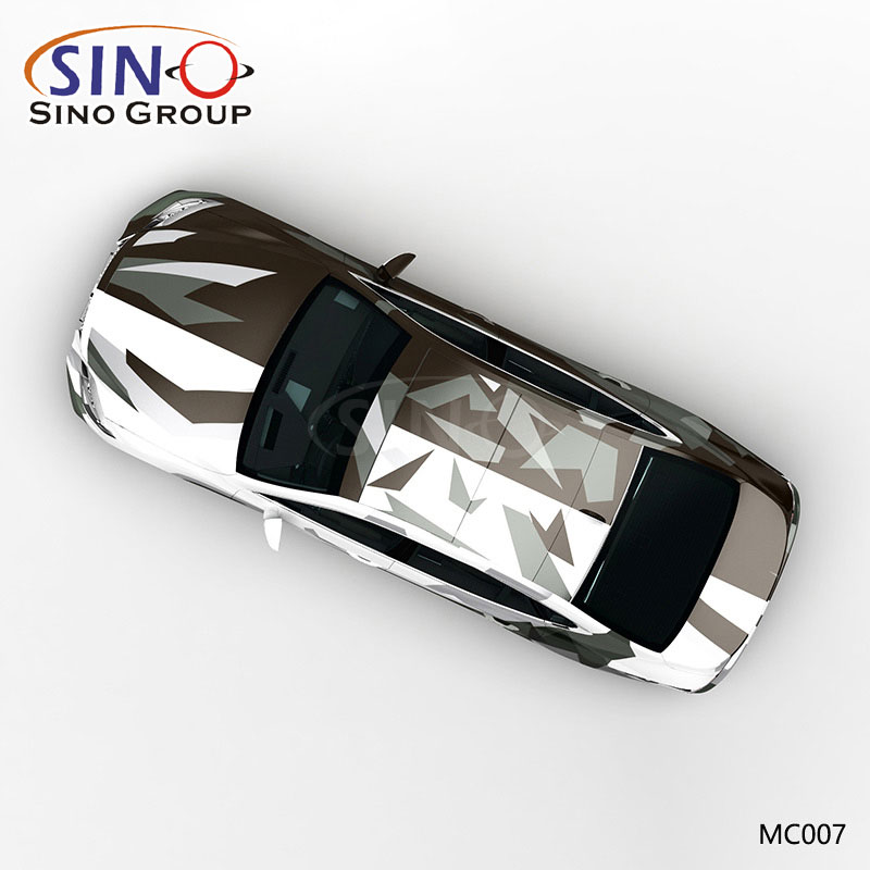 MC007 نمط أبيض وأسود التمويه المزدوج طباعة عالية الدقة مخصصة التفاف الفينيل سيارة