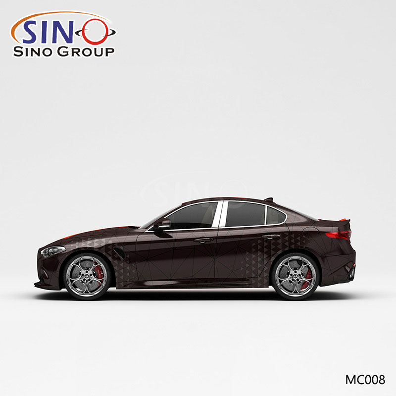 MC008 Modello nero e rosso Double Plaid Camouflage Stampa ad alta precisione Personalizzato Involucro in vinile per auto