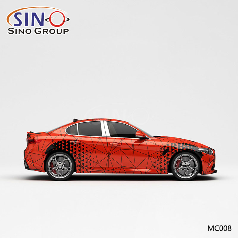 MC008 Pattern Черный и красный двойной клетчатый камуфляж Высокоточная печать Индивидуальная автомобильная виниловая пленка