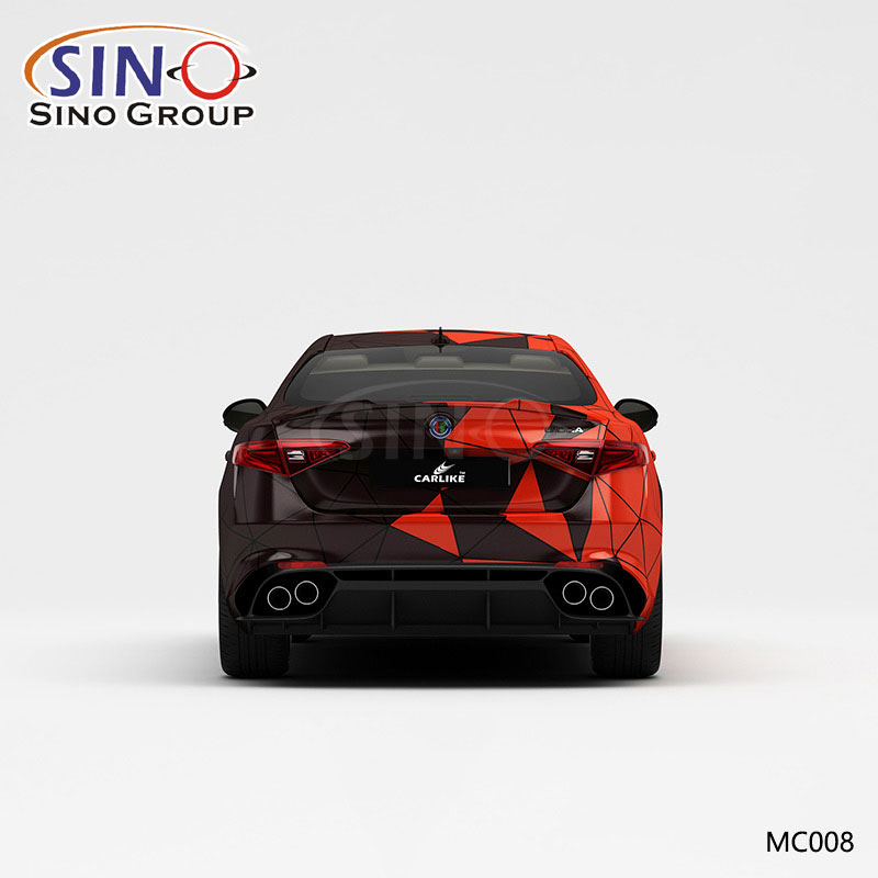 MC008 Padrão Preto e Vermelho Camuflagem Dupla Xadrez Impressão de Alta Precisão Envoltório de Vinil para Carro Personalizado
