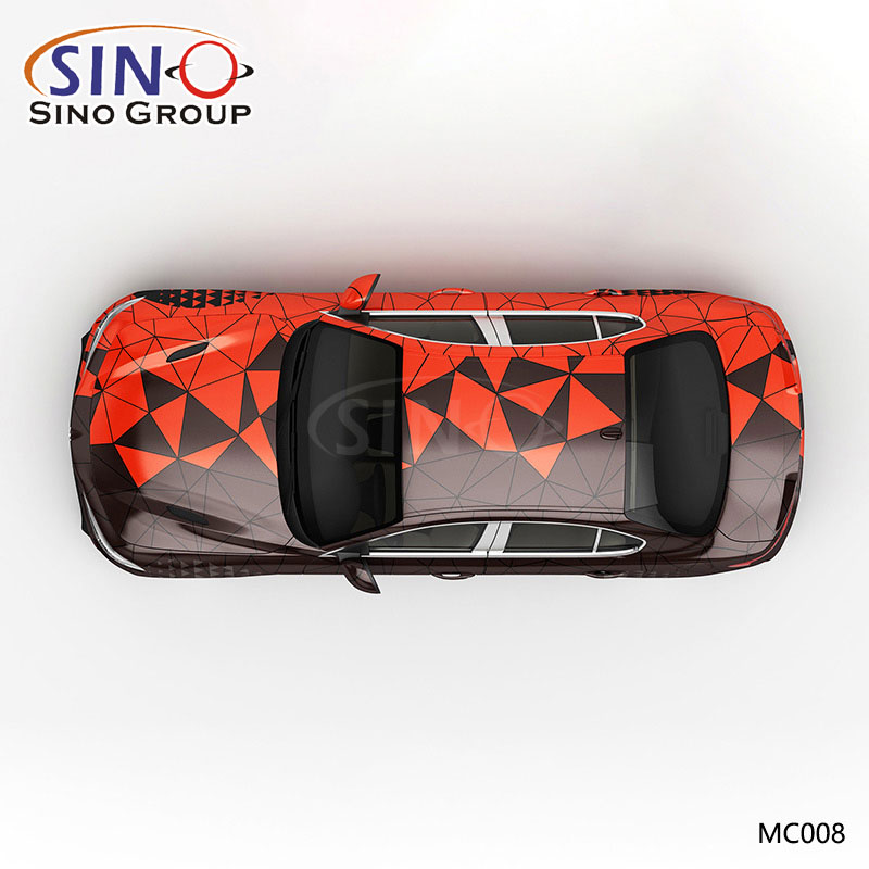 Patrón MC008 Negro y rojo Camuflaje a cuadros doble Impresión de alta precisión Envoltura de vinilo para automóvil personalizada