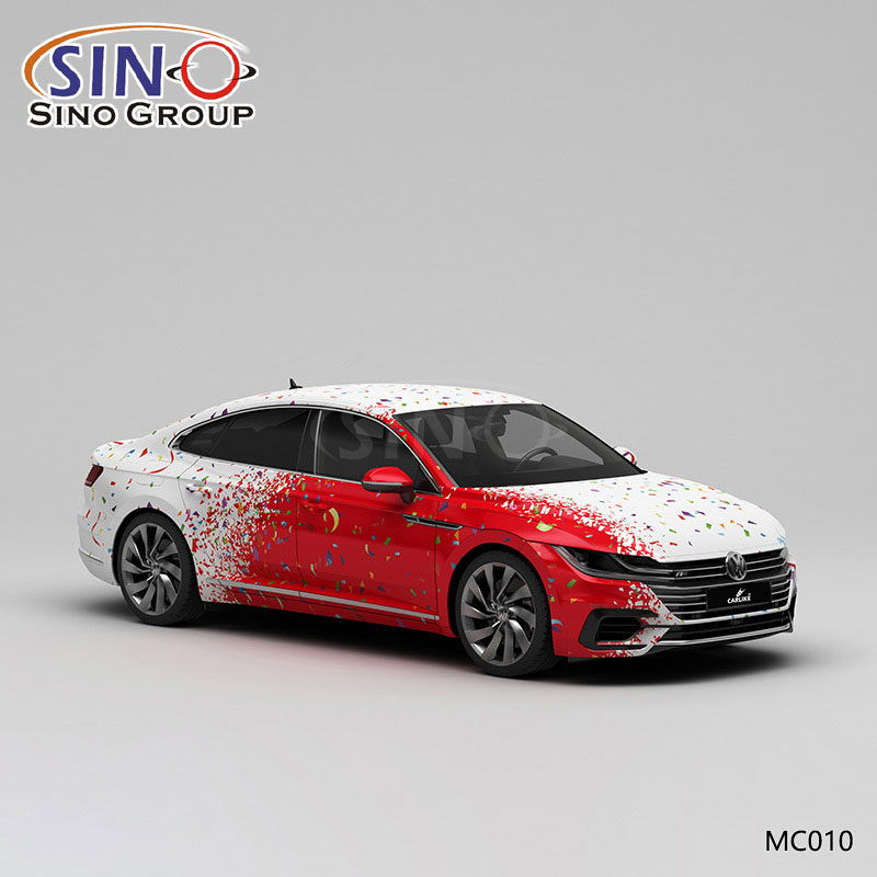 MC010 Padrão Camuflagem Floral Vermelho e Azul Impressão de Alta Precisão Envoltório de Vinil para Carro Personalizado