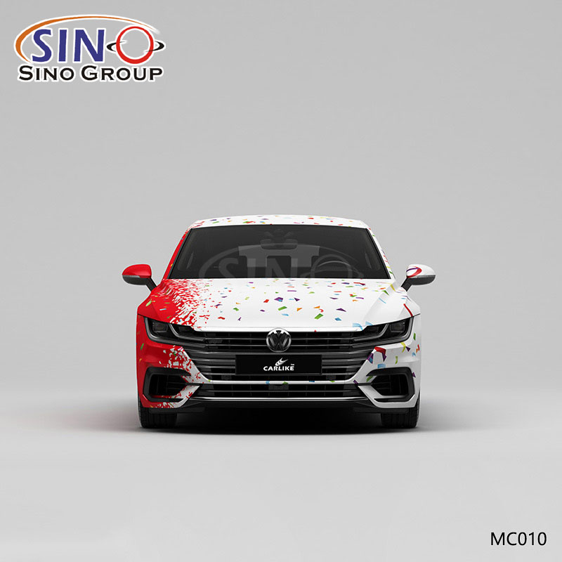 MC010 Padrão Camuflagem Floral Vermelho e Azul Impressão de Alta Precisão Envoltório de Vinil para Carro Personalizado