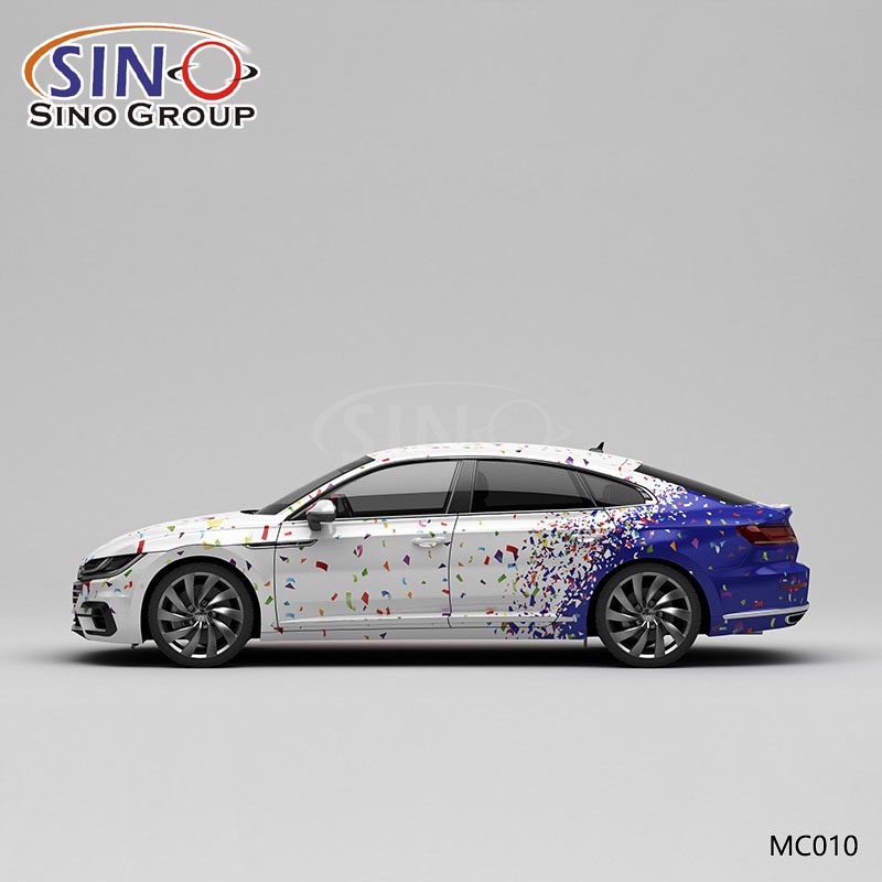 MC010 Padrão Camuflagem Floral Vermelho e Azul Impressão de Alta Precisão Envoltório de Vinil para Carro Personalizado