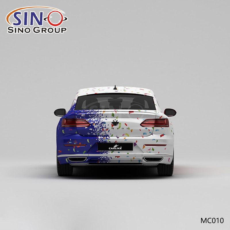 MC010 نمط الأحمر والأزرق التمويه الأزهار طباعة عالية الدقة مخصصة التفاف الفينيل سيارة