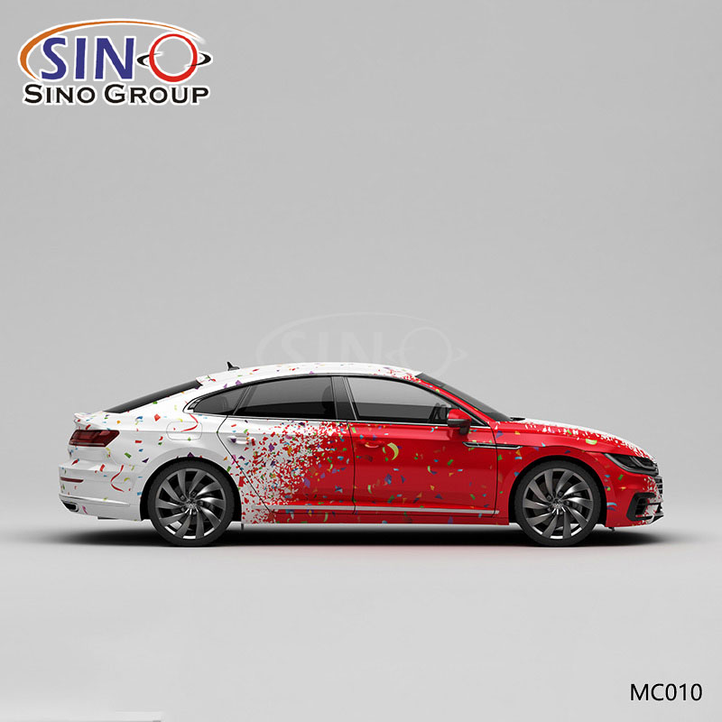 MC010 Padrão Camuflagem Floral Vermelho e Azul Impressão de Alta Precisão Envoltório de Vinil para Carro Personalizado