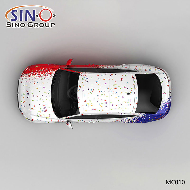 MC010 Padrão Camuflagem Floral Vermelho e Azul Impressão de Alta Precisão Envoltório de Vinil para Carro Personalizado