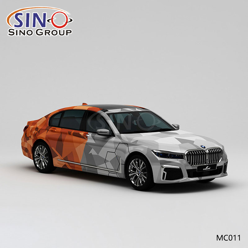 MC011 Padrão Cinza Laranja Camuflagem de Combate Impressão de Alta Precisão Embalagem de Vinil para Carro Personalizado