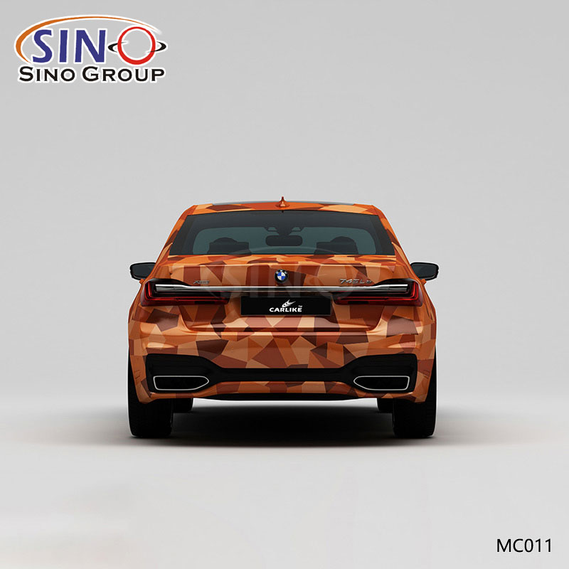 MC011 نمط رمادي برتقالي قتالي التمويه طباعة عالية الدقة مخصصة التفاف الفينيل سيارة