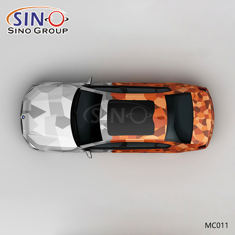 MC011 Motif Gris Orange Combat Camouflage Impression Haute Précision Enveloppe De Vinyle De Voiture Personnalisée