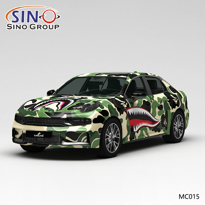 MC015 Padrão de camuflagem de tubarão Impressão de alta precisão Envoltório de vinil personalizado para carro