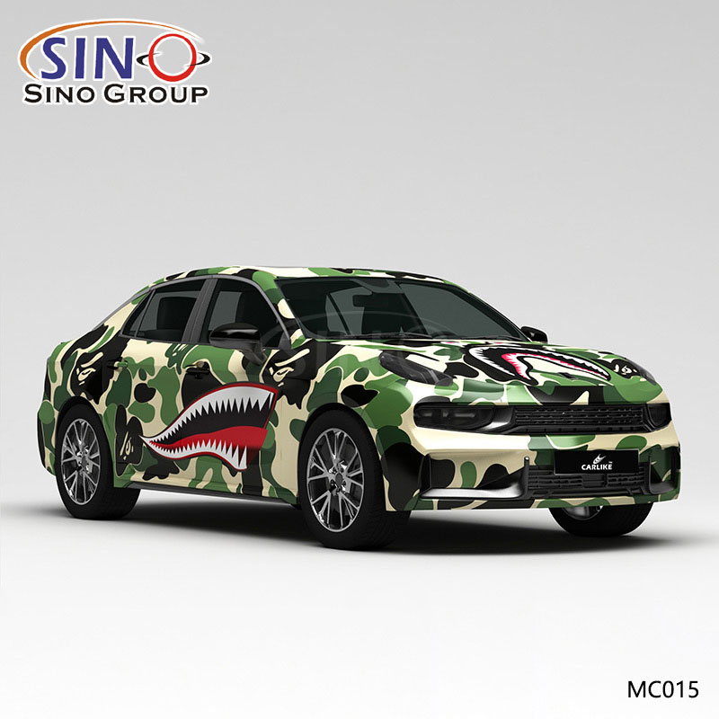 MC015 Pattern Shark Camouflage Высокоточная печать Автомобильная виниловая пленка на заказ