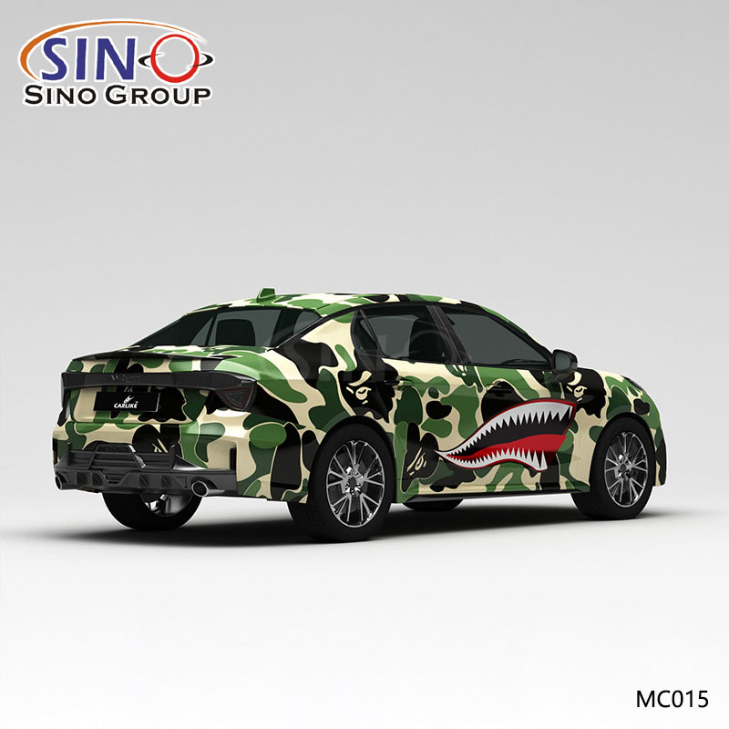 MC015 Pattern Shark Camouflage Высокоточная печать Автомобильная виниловая пленка на заказ
