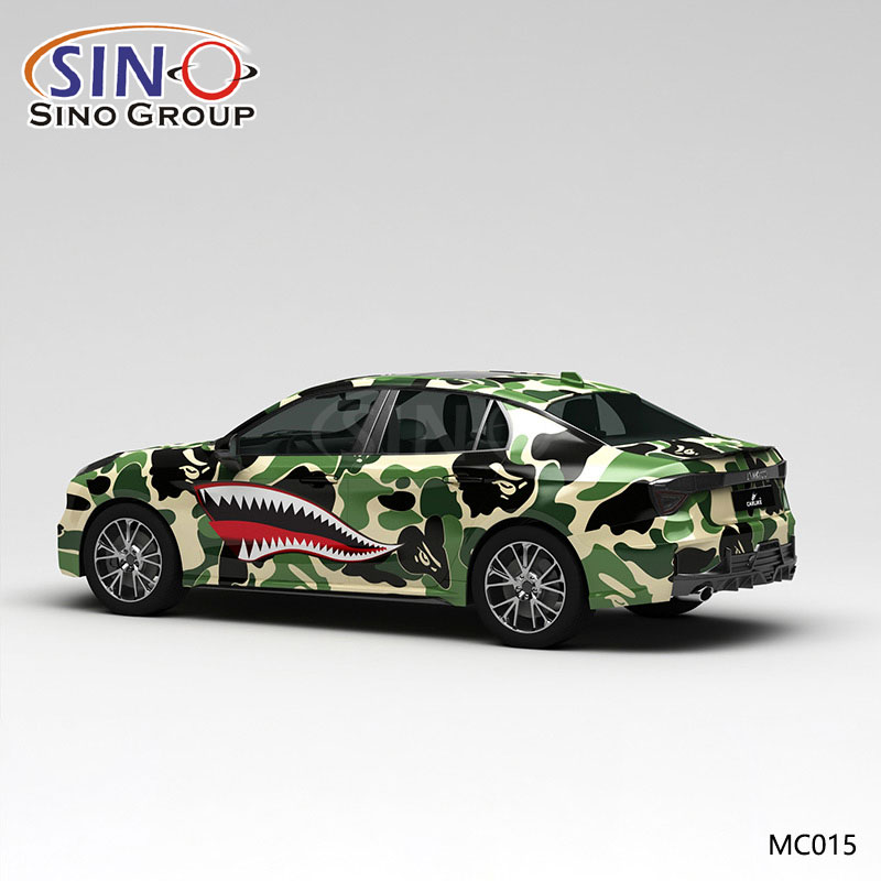 MC015 Pattern Shark Camouflage Stampa ad alta precisione Involucro in vinile per auto personalizzato