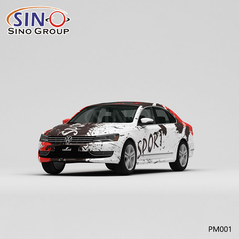 PM001 Pattern SPORT Color Splash Ink Stampa ad alta precisione Involucro in vinile per auto personalizzato