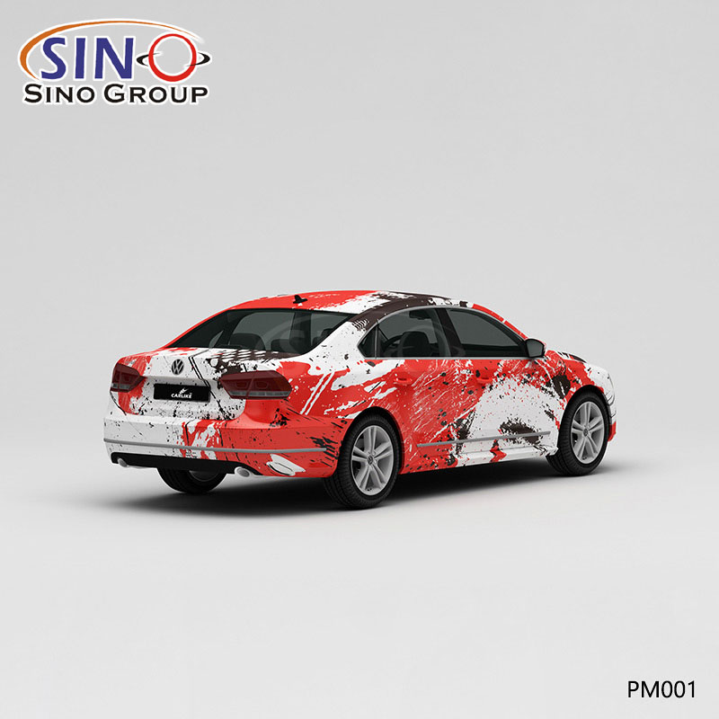 PM001 Pattern SPORT Color Splash Ink Stampa ad alta precisione Involucro in vinile per auto personalizzato