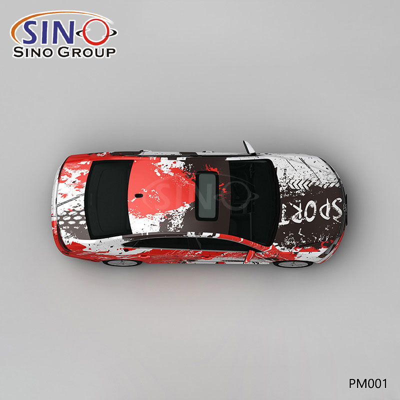 PM001 Pattern SPORT Color Splash Ink طباعة عالية الدقة عرض غلاف فينيل السيارة المخصص