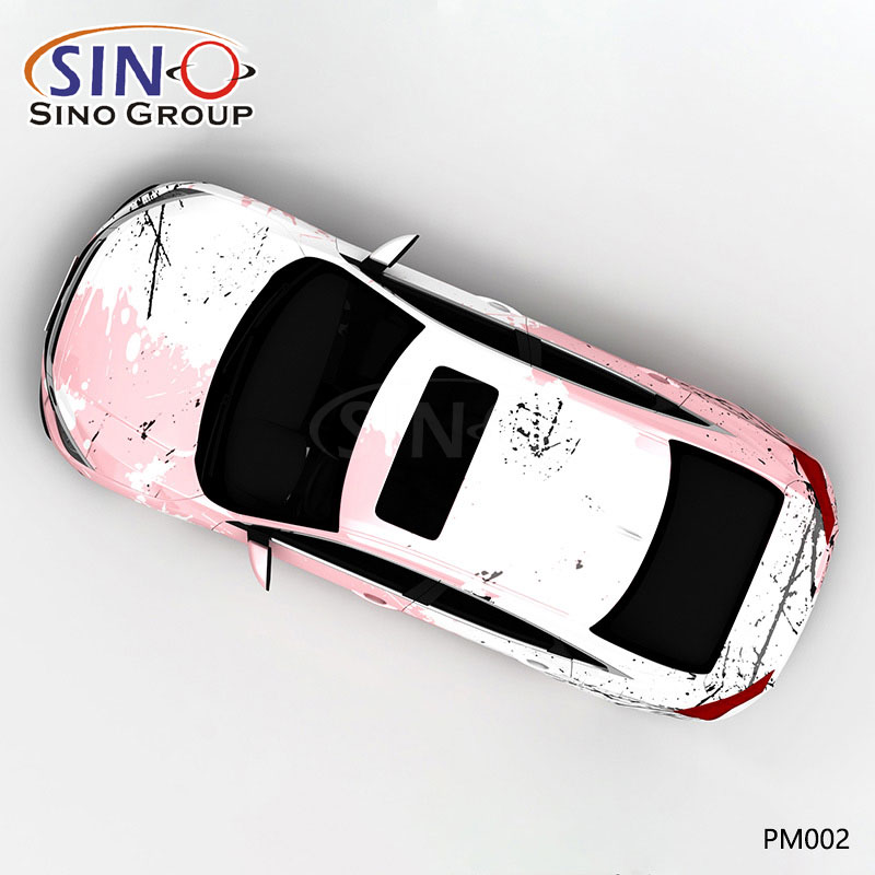 PM002 Padrão Branco Pó Respingo Tinta Impressão de alta precisão Envoltório de vinil personalizado para carro