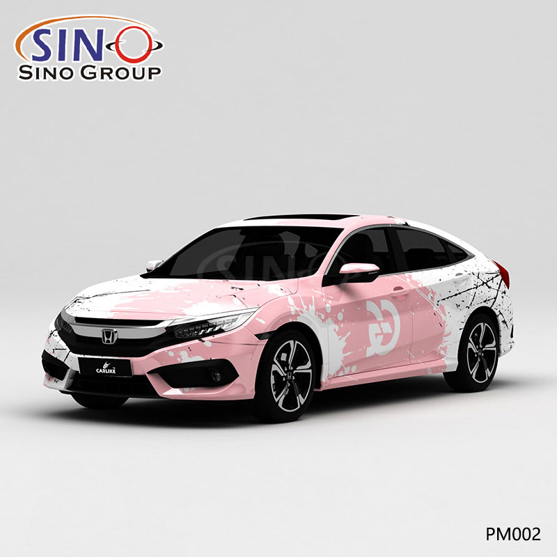 PM002 Padrão Tinta em pó branco Respingo Impressão de alta precisão Envoltório de vinil personalizado para carro