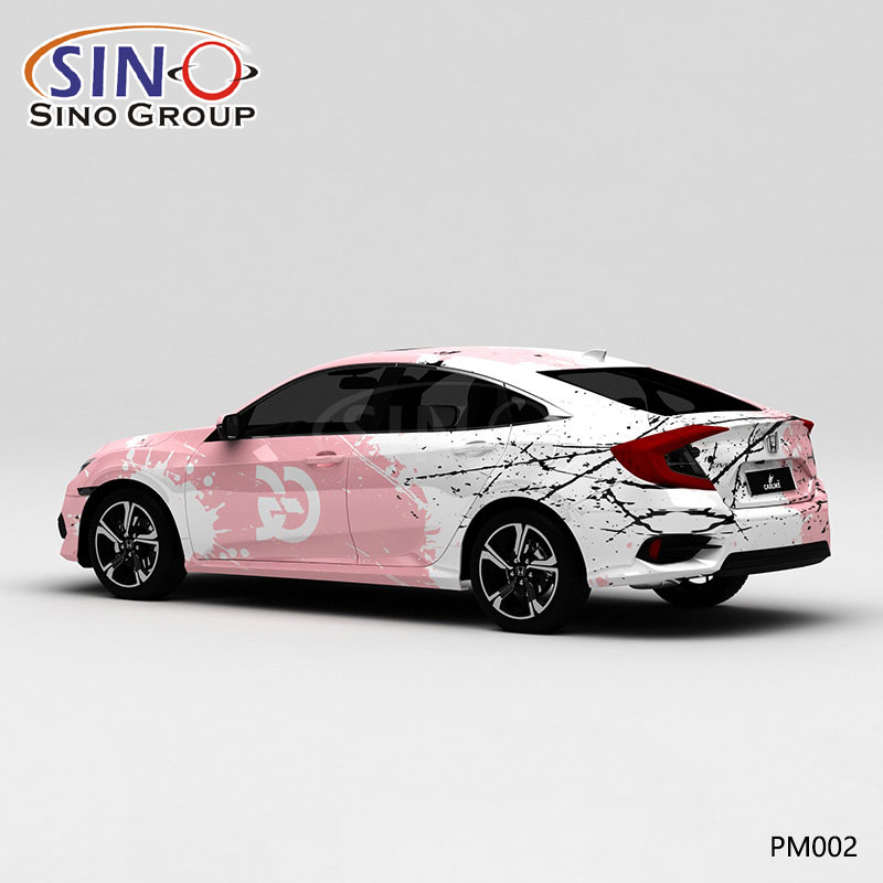 PM002 Padrão Tinta em pó branco Splash Impressão de alta precisão Envoltório de vinil personalizado para carro