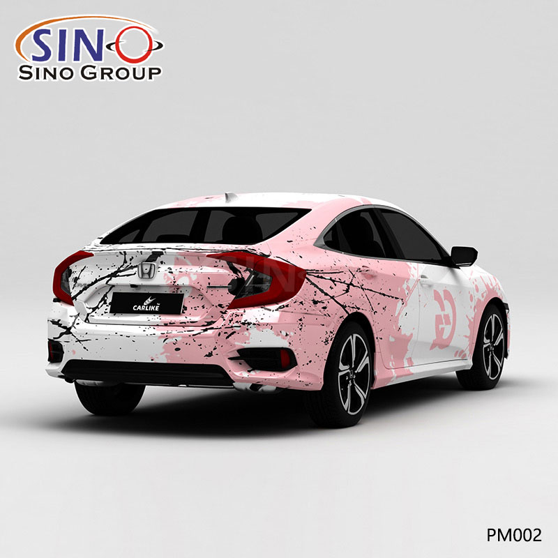 PM002 Padrão Tinta em pó branco Splash Impressão de alta precisão Envoltório de vinil personalizado para carro