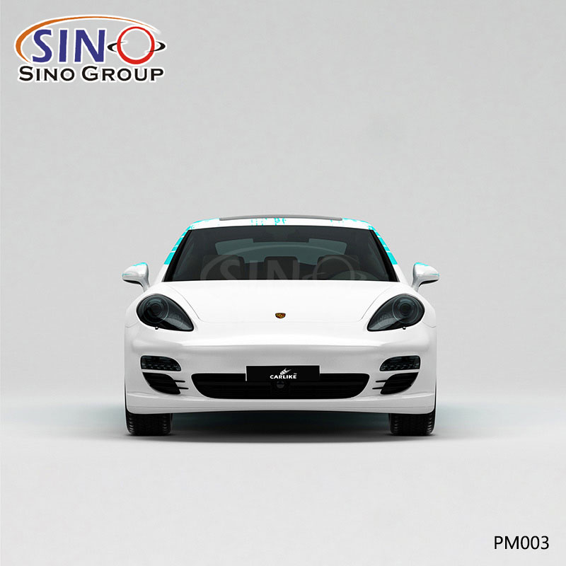 PM003 Padrão Branco e Azul Splash Ink Impressão de alta precisão Envoltório de vinil personalizado para carro