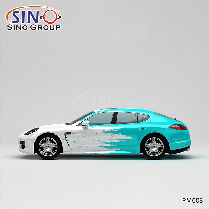 PM003 Pattern White And Blue Splash Ink High-precision Printing Customized Car Vinyl Wrap