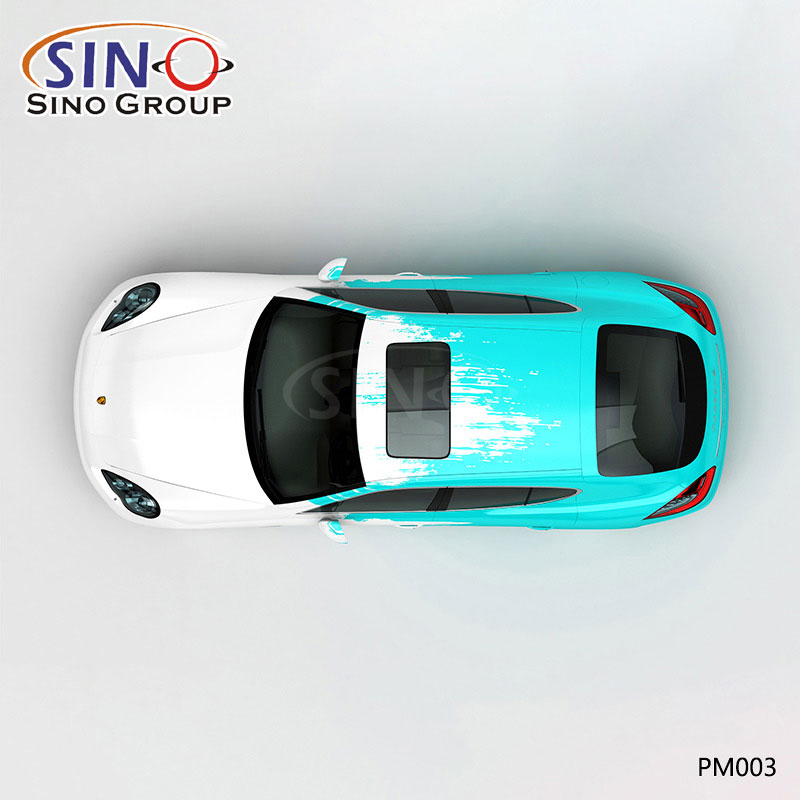 PM003 Pattern White And Blue Splash Ink High-precision Printing Customized Car Vinyl Wrap