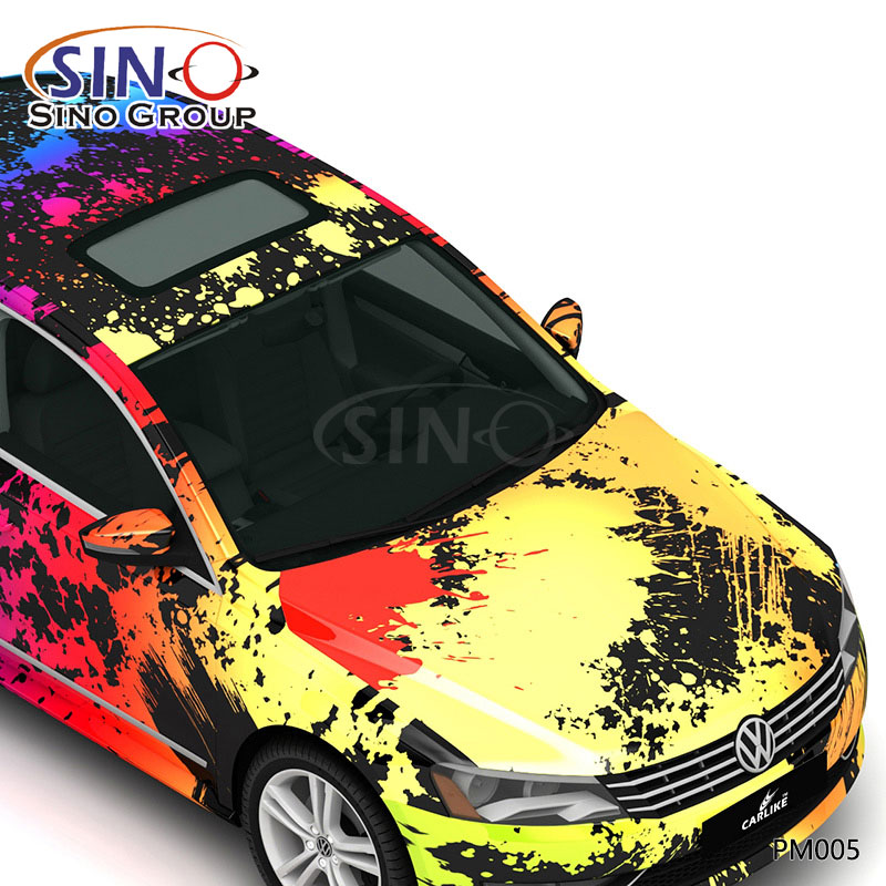 PM005 Padrão Color Splash Ink Impressão de alta precisão Envoltório de vinil personalizado para carro