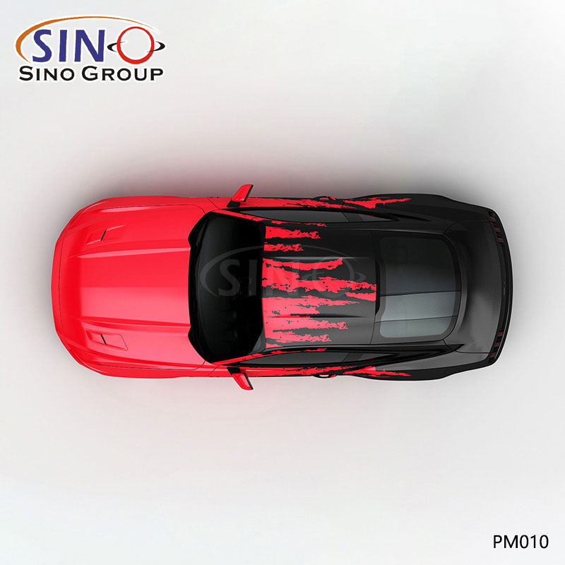 PM010 نمط الحبر الأحمر والأسود دفقة طباعة عالية الدقة غلاف فينيل للسيارة مخصص