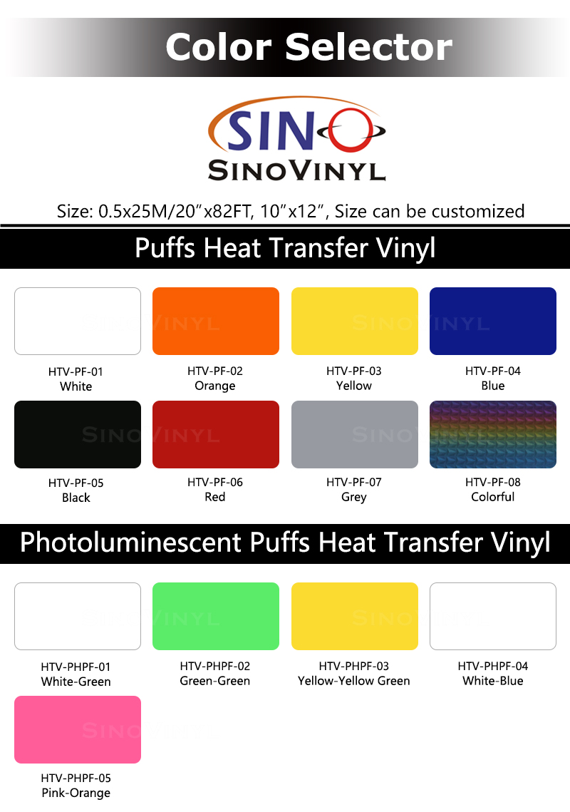 Fabric Clothing T-shirt HTV Puffs Heat Transfer Textile Vinyl