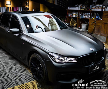 CL-SM-01 fornecedor de envoltório de carro de vinil preto super fosco para BMW