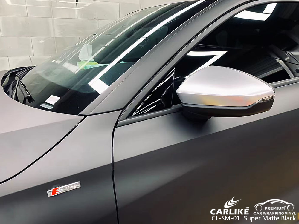 CL-SM-01 süper mat siyah vinil araç AUDI için fabrika sarın
