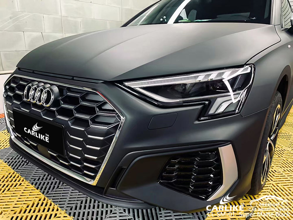 CL-SM-01 süper mat siyah vinil araç AUDI için fabrika sarın