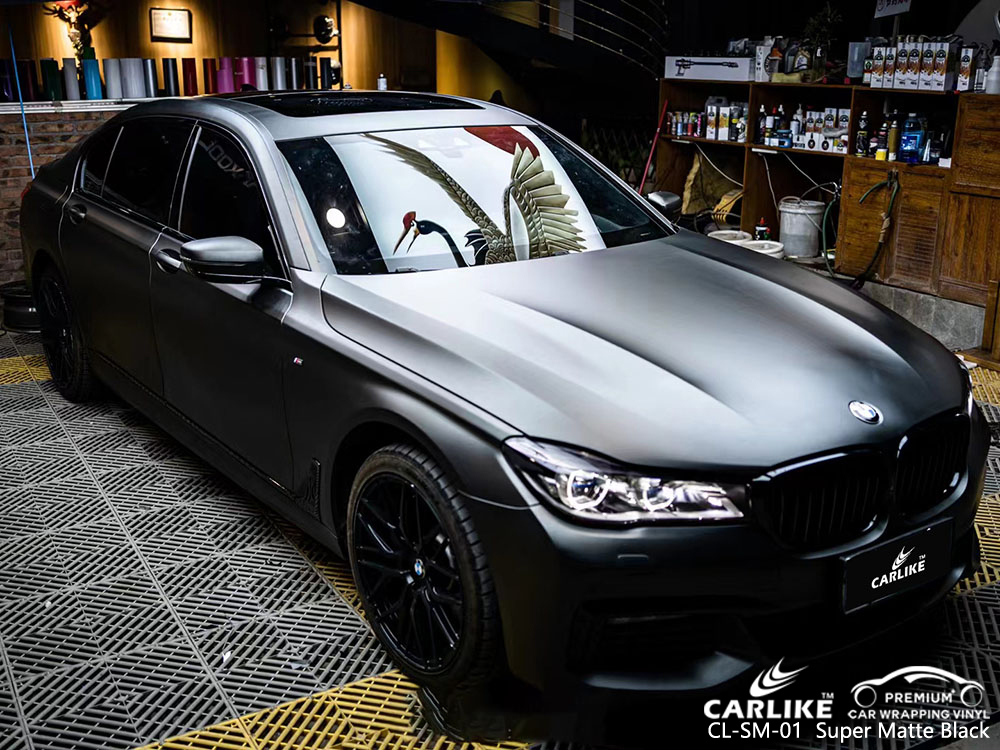 CL-SM-01 سيارة فينيل سوداء فائقة اللمعان مورد التفاف لسيارات BMW 