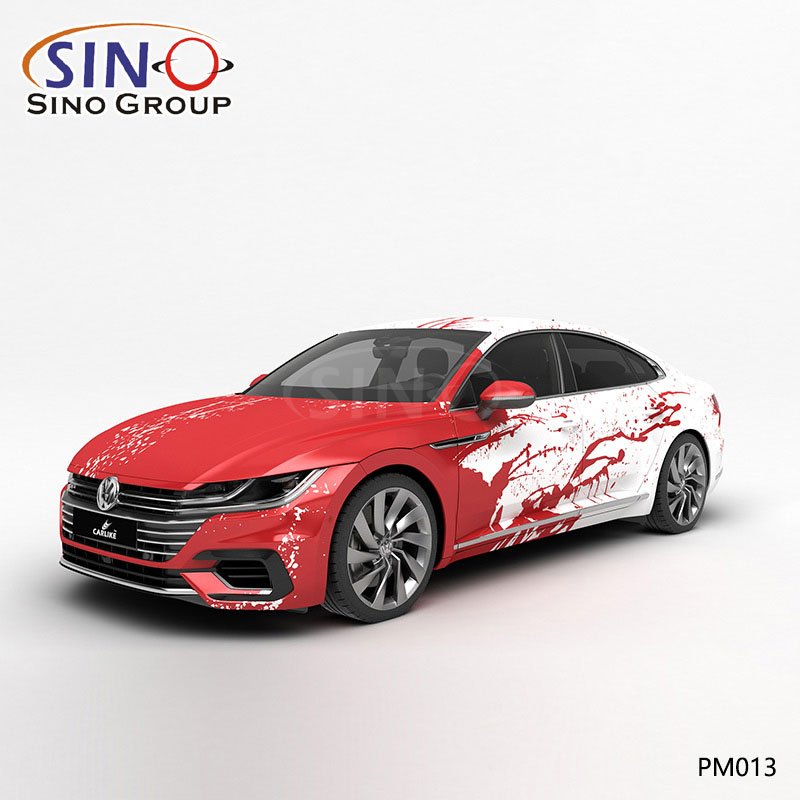 PM013 Padrão Sangue e Tinta Impressão de alta precisão Envoltório de vinil personalizado para carro