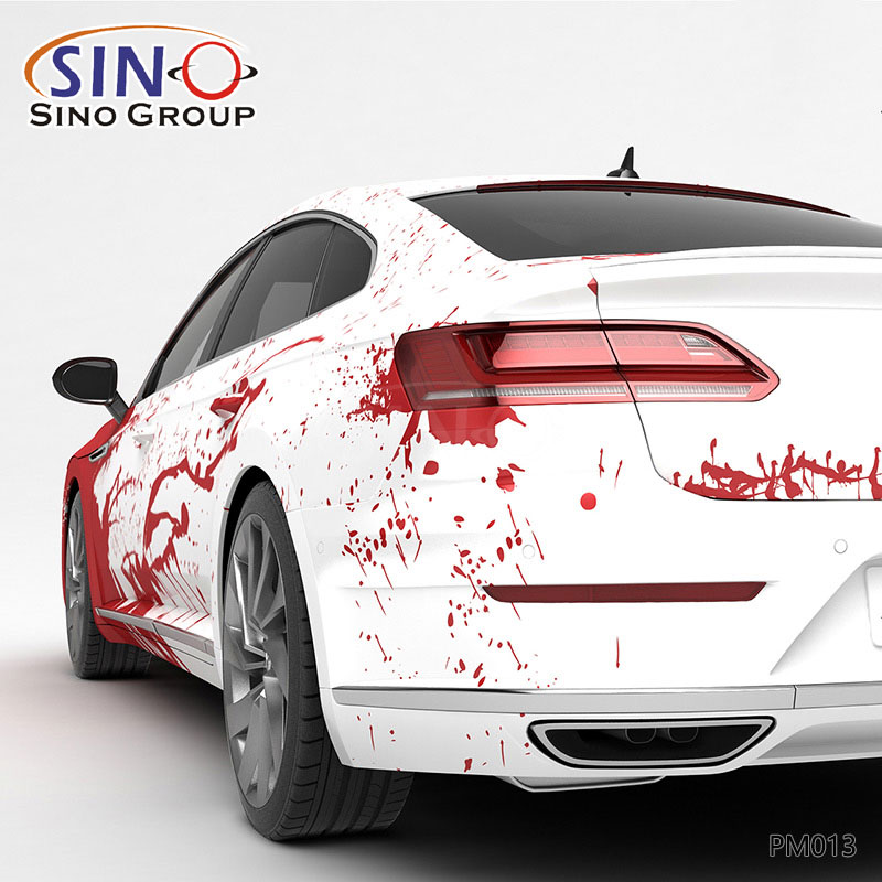PM013 Desenli Kan ve Mürekkep Yüksek Hassasiyetli Baskı Özelleştirilmiş Araba Vinil Sargısı