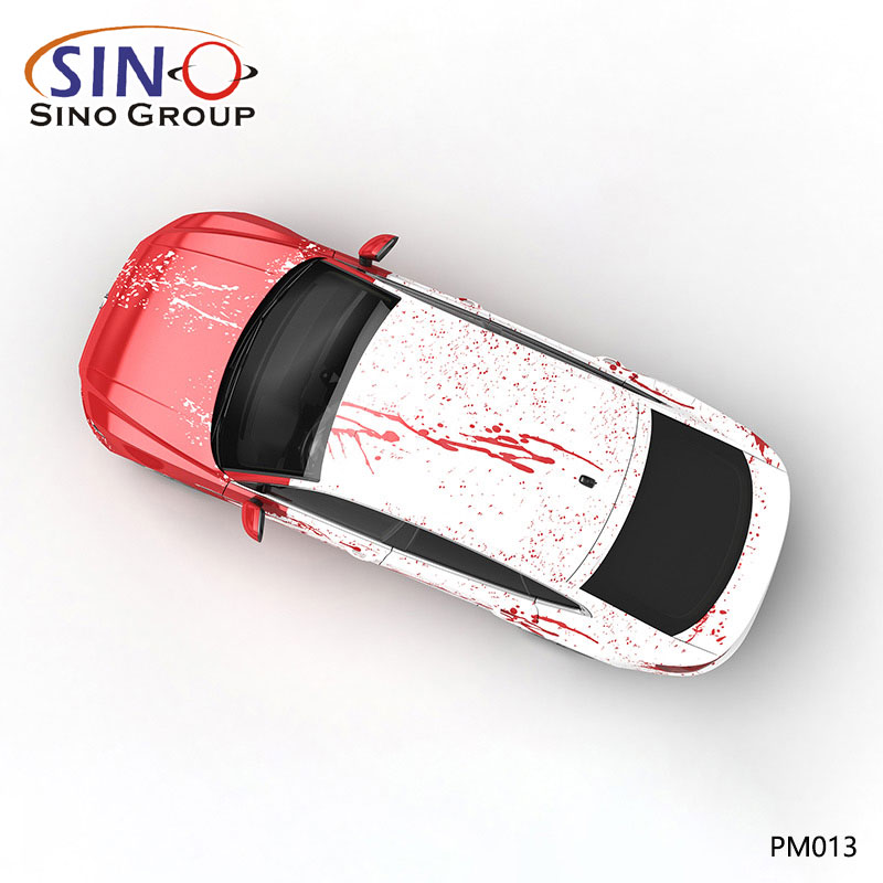 PM013 Padrão Sangue e Tinta Impressão de Alta Precisão Envoltório de Vinil Personalizado para Carro