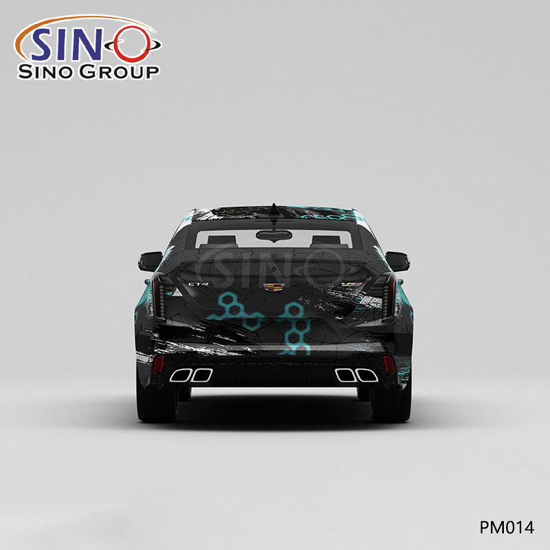 PM014 Desen Eski Moda Mürekkep Yüksek Hassasiyetli Baskı Özelleştirilmiş Araba Vinil Sargısı