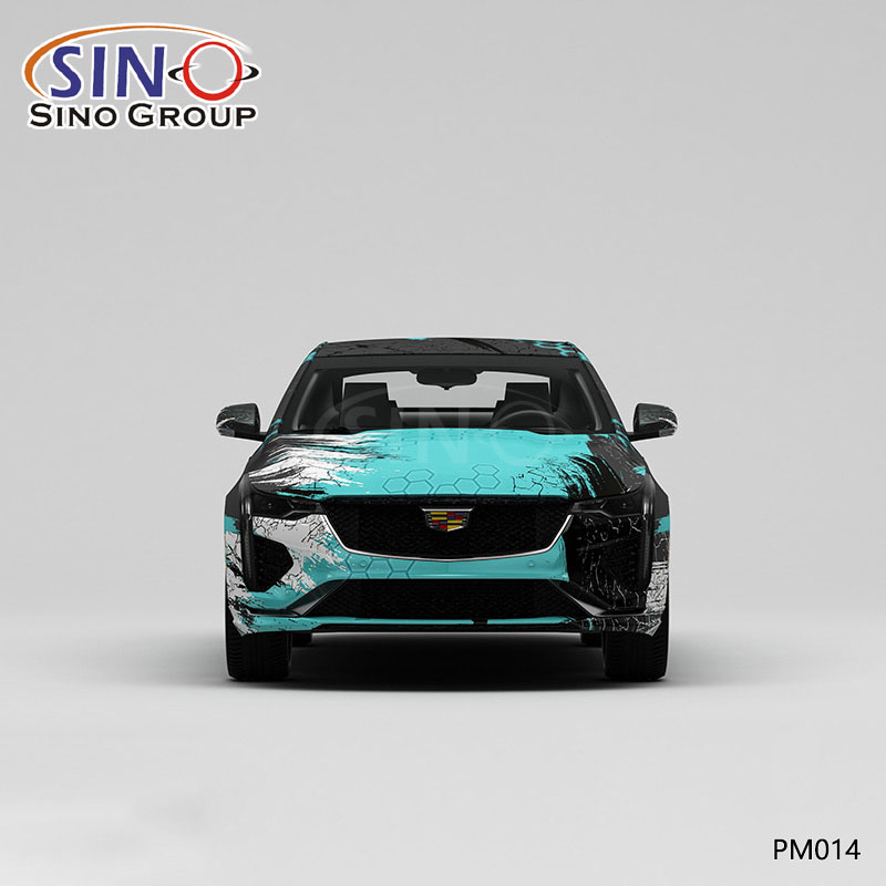 PM014 Desen Eski Moda Mürekkep Yüksek Hassasiyetli Baskı Özelleştirilmiş Araba Vinil Sargısı