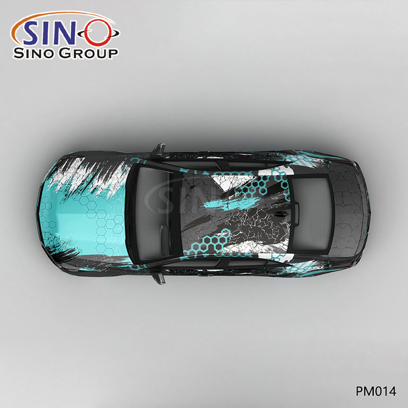 PM014 Muster Altmodische Tinte Hochpräzisionsdruck Maßgeschneiderte Autovinylfolie
